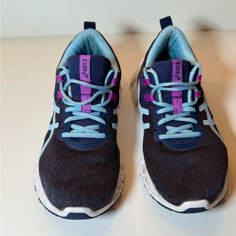Asics Gel-Quantum 90 running shoes in a navy blue and purple colorway Size 7